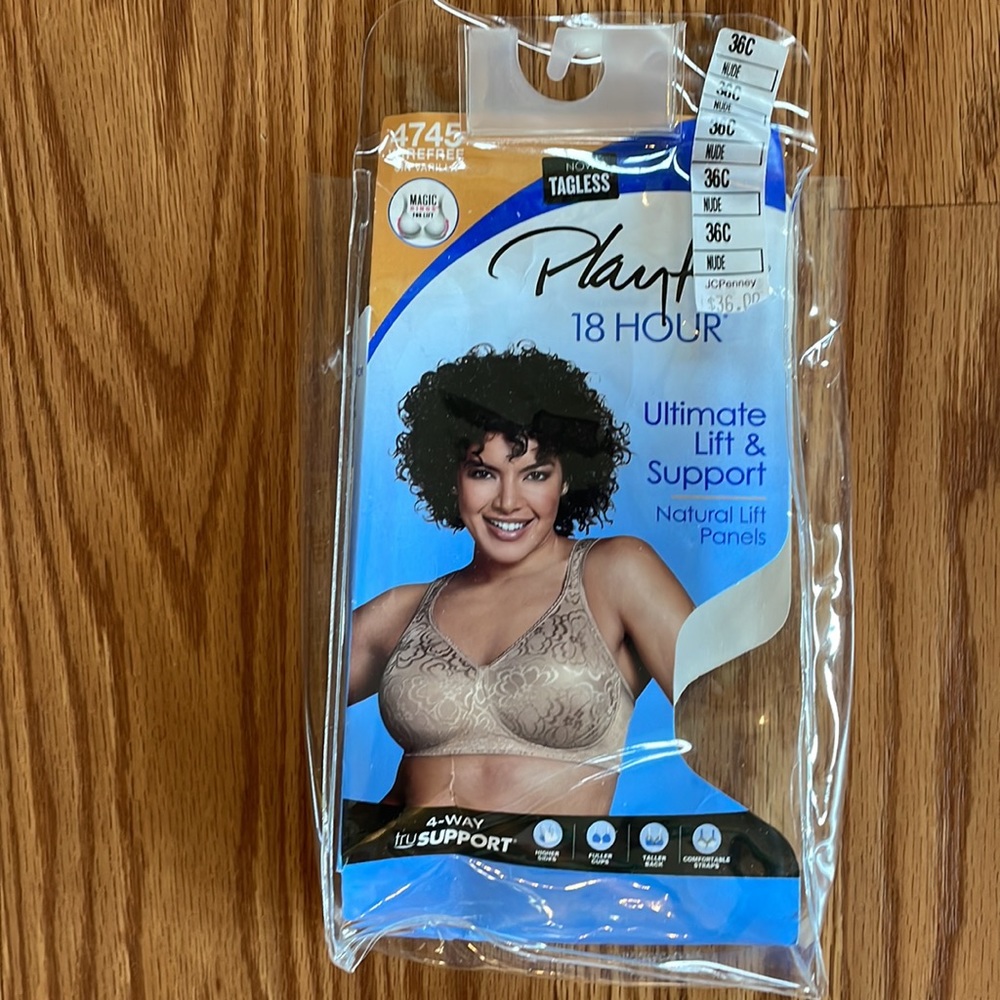🆕 Playtex 4745 18 Hour Bra Wirefree Tagless Nude Color Size 36C